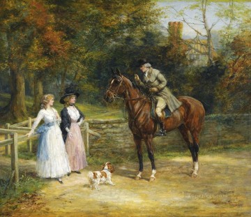 Heywood Hardy Painting - ask the way Heywood Hardy horse riding
